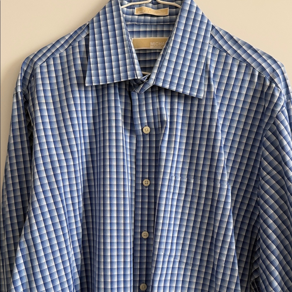 Michael Kors Men's Blue Plaid Shirt
